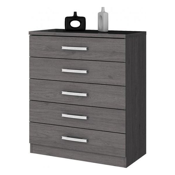 HENN D703-76 COMODA FLOR LIS 5 CAJONES GRIS